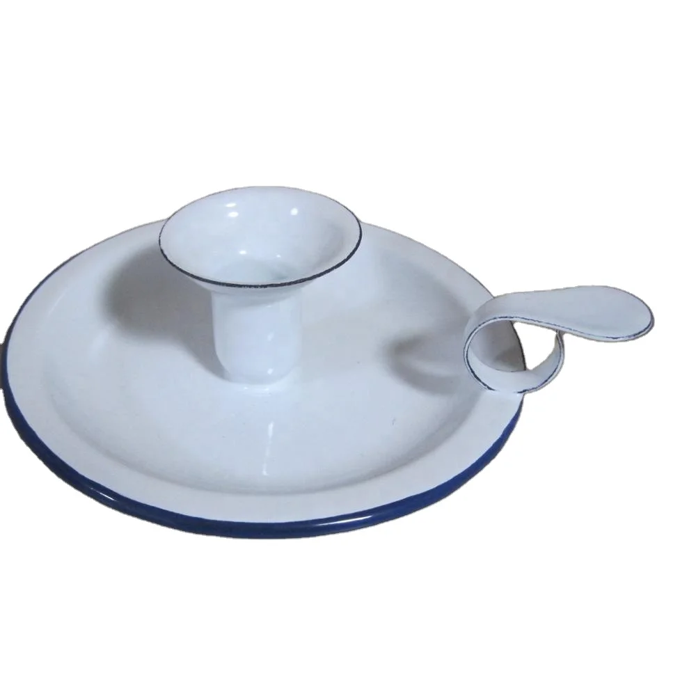 Retro Steel Inside Enamel Candle Holder Metal Candle Holder