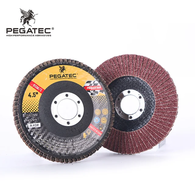PEGATEC 4' 4 1/2 Inch 7' 9' Grit 40 60 80 120 Aluminum Oxide Steel Grinding Stainless Steel Flap Disc Wheel