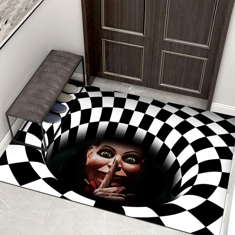 3D Horror Home Carpet Clown Trap Visual Carpet Living Room Bedroom Floor Decoration Mat Halloween Decoration