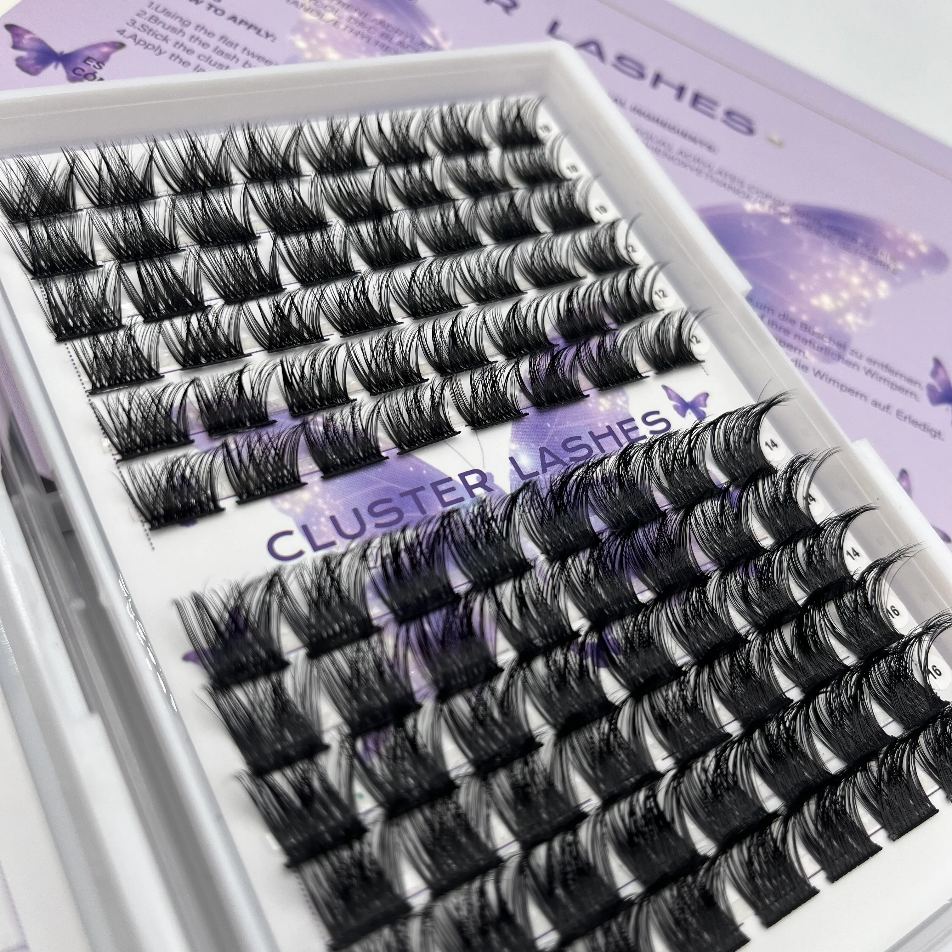 Fluffy Private Label  Segment Cluster Lashes With Glue DIY Lashes Kit Bond and Seal