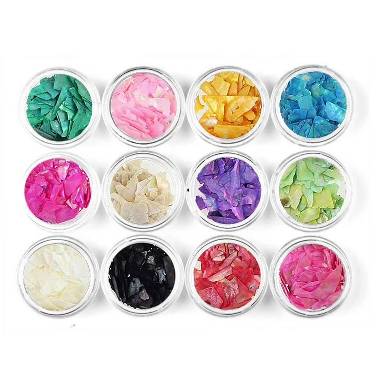 Wholesale Beauty Nail Decoration with Colorful 12 Colors/box Nail Shell Decorations