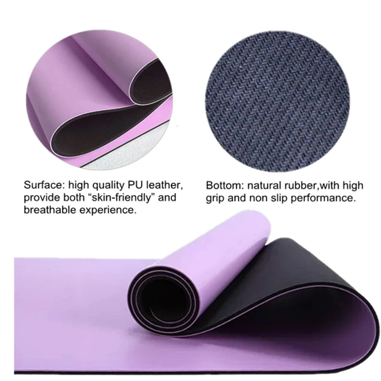 Luxury double layer polyurethane pu rubber beige yoga mat