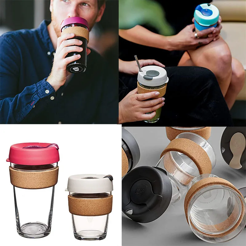 2022 Creative personality Cork ring coffee cup household anti-hot glass anti-fall portable outdoor accompanying silicone cup