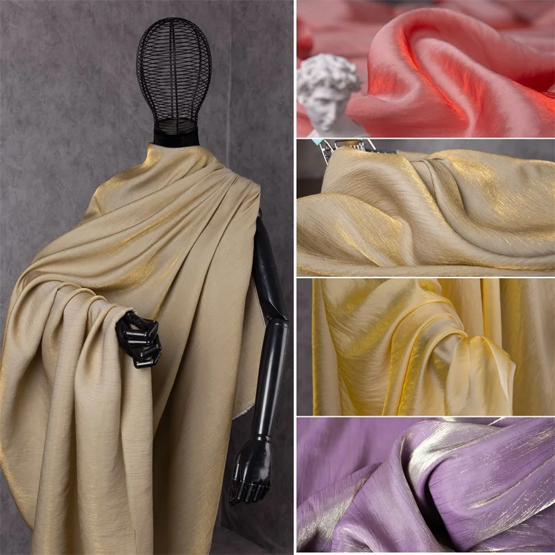 Glass silk satin texture fabric gradient elastic skirt clothing fabric glossy, vertical, wrinkle resistant