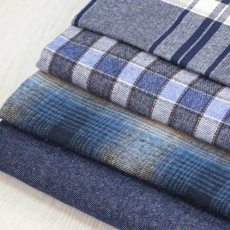 China Textile Yarn Dyed Woven 51% Cotton 49% Acrylic Twill Plaid Flannel Fabric for Shirt Men and Women
