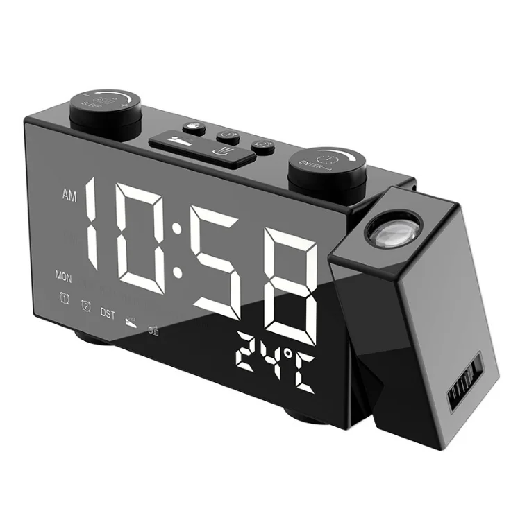 Новинка, портативное забавное офисное украшение для дома, элегантный цифровой Настольный усилитель, зарядное устройство с Usb, электронный светодиодный проектор, FM-будильник