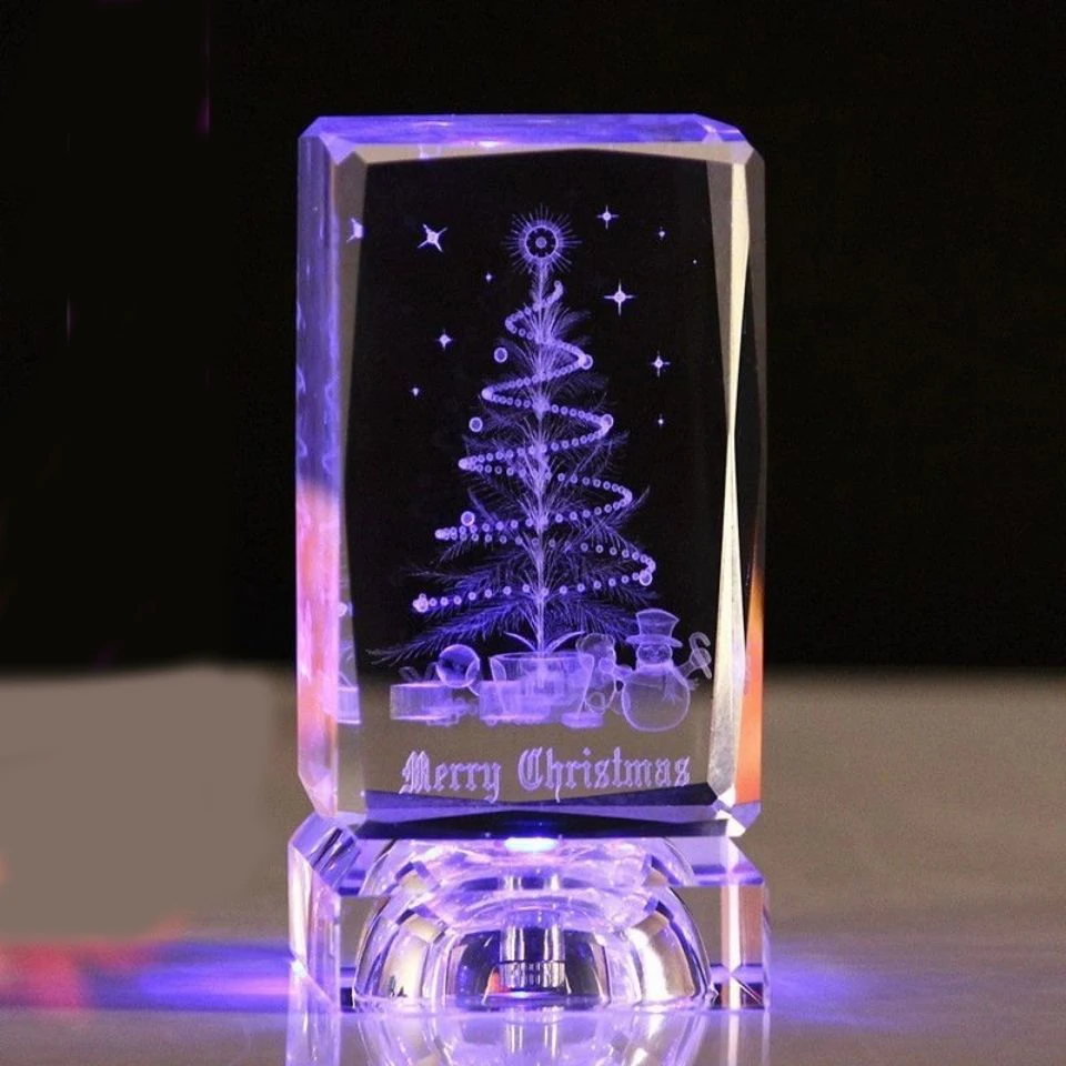 hot 3d crystal photo cube 3d laser engraving beautiful 3d laser crystal rose cube with led light