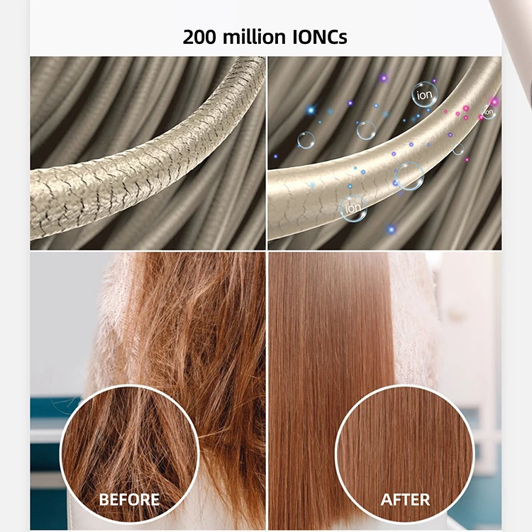 Professional 8 in 1 Hair Styler 110000RPM Ionic Hot Air Brush Foldable High Speed Interchangeable Hair Dryer Brush