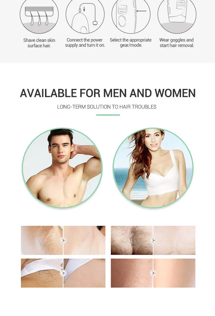 Long Lasting IPL Permanently Painless Skin Sensor&SHR Mode Ice Cooling IPL Hair Removal For Women And Men
