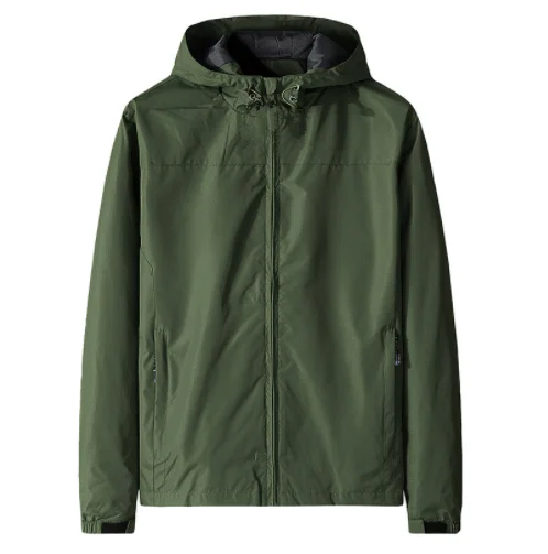 men custom logo hooded polyester jacket outdoor fishing men zip up sports jacket women spring slim fit black wind proof jacket