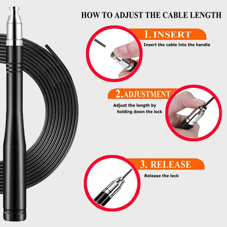 Factory direct selling customized adjustable self locking jump rope and skipping rope