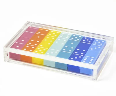 Acrylic Rummy Mahjong RUMMIKUB Tile Game Set Lucite Luxury Acrylic Bright Color Domino Set board games