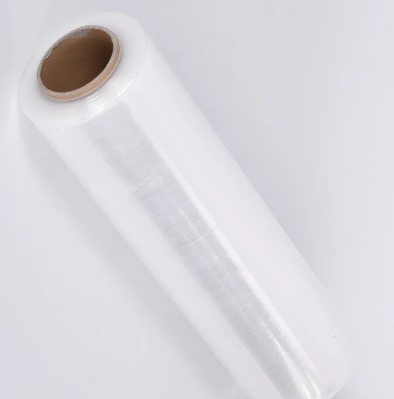 Factory price 12micron clear stretch wrap PE transparent plastic film lamination Jumbo roll LLDPE packing box pallet