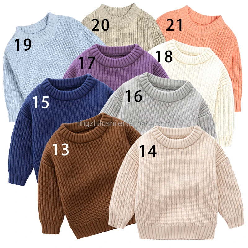 2024 Cute Girl Boy Baby Jumper Toddler High Quality Knit Sweater Chunky Knitted Oversize Sweater For Children