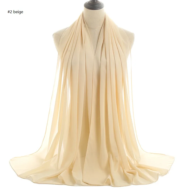 Custom Wholesale Multi Colors Solid Chiffon Hijab Scarf Muslim Long Soft Shawl Hijabs