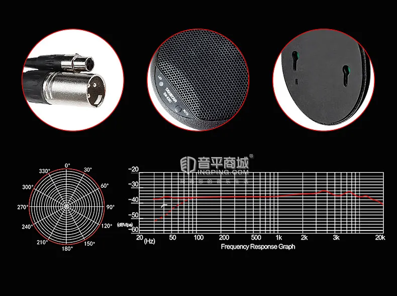 TAKSTAR BM-630C Recording Electret Condenser Microphone with XLR Cable Wide-range Boundary Microphone Mic for Church Meeting