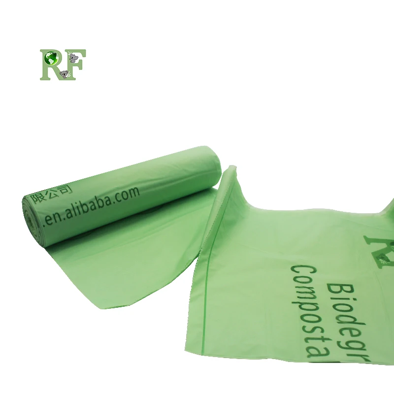 
eco friendly 100% biodegradable cornstarch trash bags compostable flat garbage bags 