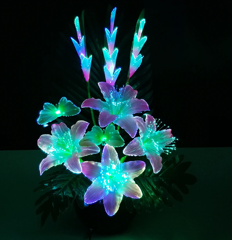 2024 Christmas Decoration Led Flowers Lights Handmade Silk Flower Table Fiber Optic Flower Lamp