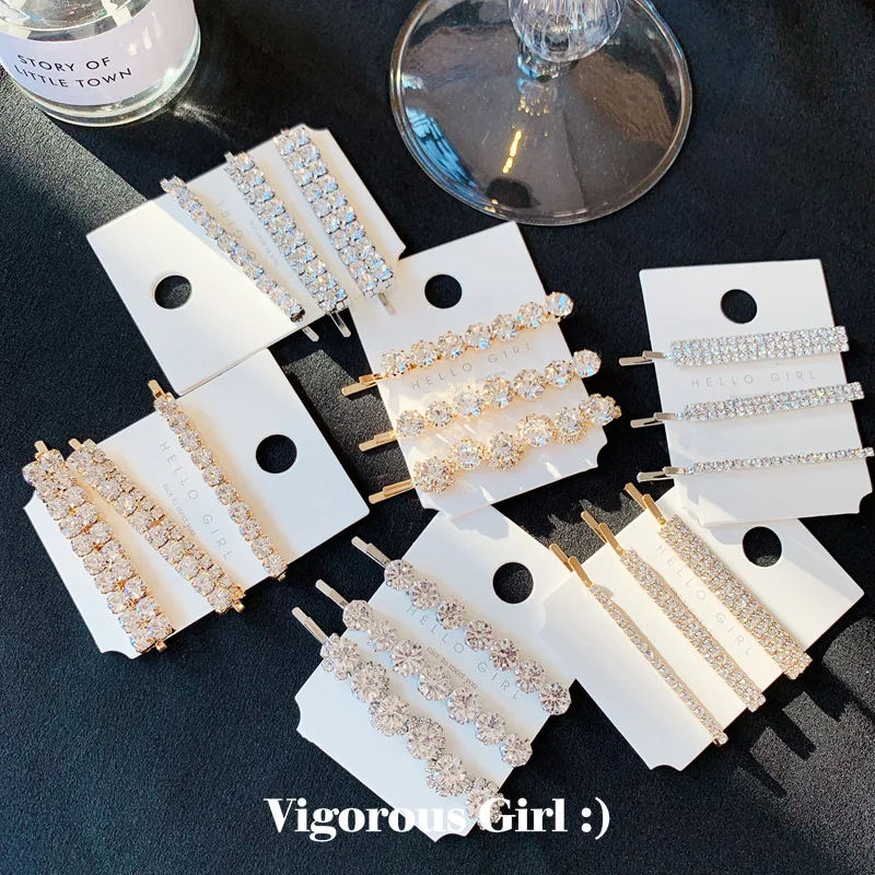 Barlaycs 2021 Design Bling Crystal Rhinestone Bobby Pin Barrette Hair Clips Set for Women Girls Hairpin Table Legs