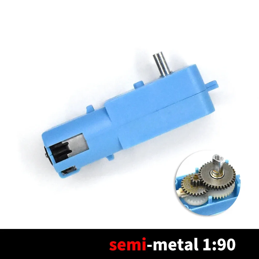 DC 3V-6V 1:90 Metal Gear Motor All Metal/Half Metal Single Axis Gear Motor Robot Intelligent Vehicle Speed Reducer TT Motor Blue