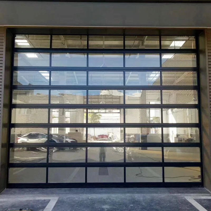 New Black Polycarbonate Finger Protection Modern Glass Plexiglass Garage Doors