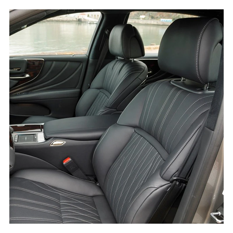 Luxury Genuine Leather in Middle Part Original Custom Fit for 2004-2024 Lexus LS Series Car Front Rear Seat Covers Cushion Red