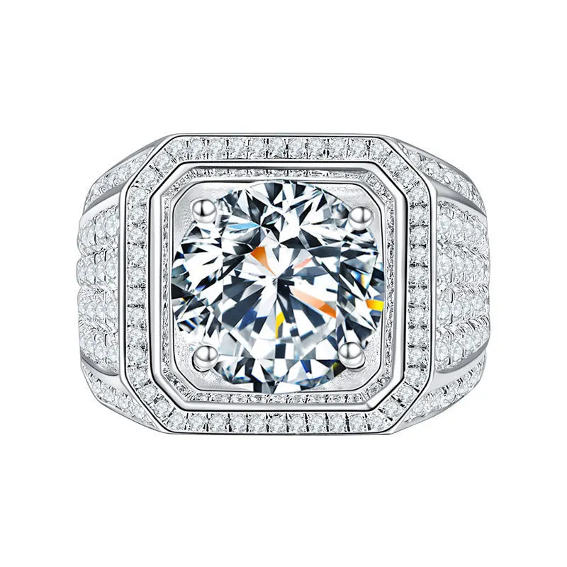9 Adodo Wholesale Factory direct sales Luxury Domineering Fine Jewelry S925 Sterling Silver 2Ct real moissanite ring for men