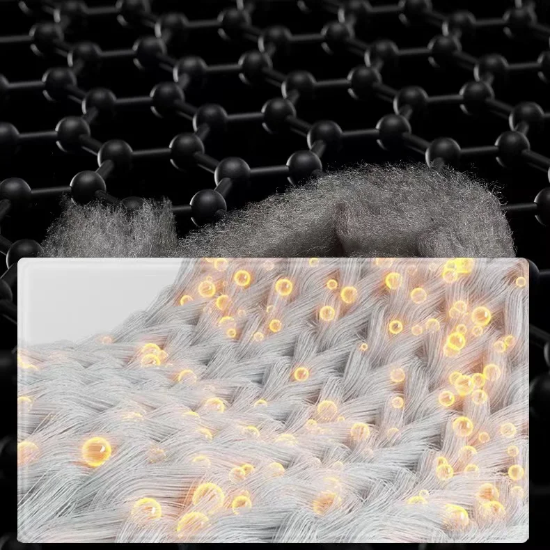 SUGENRO Graphene Wadding Polyester Fiber Graphene,100% Polyester Staple Virgin Textile Quilting Soft and Warmth Solid 32mm-102mm