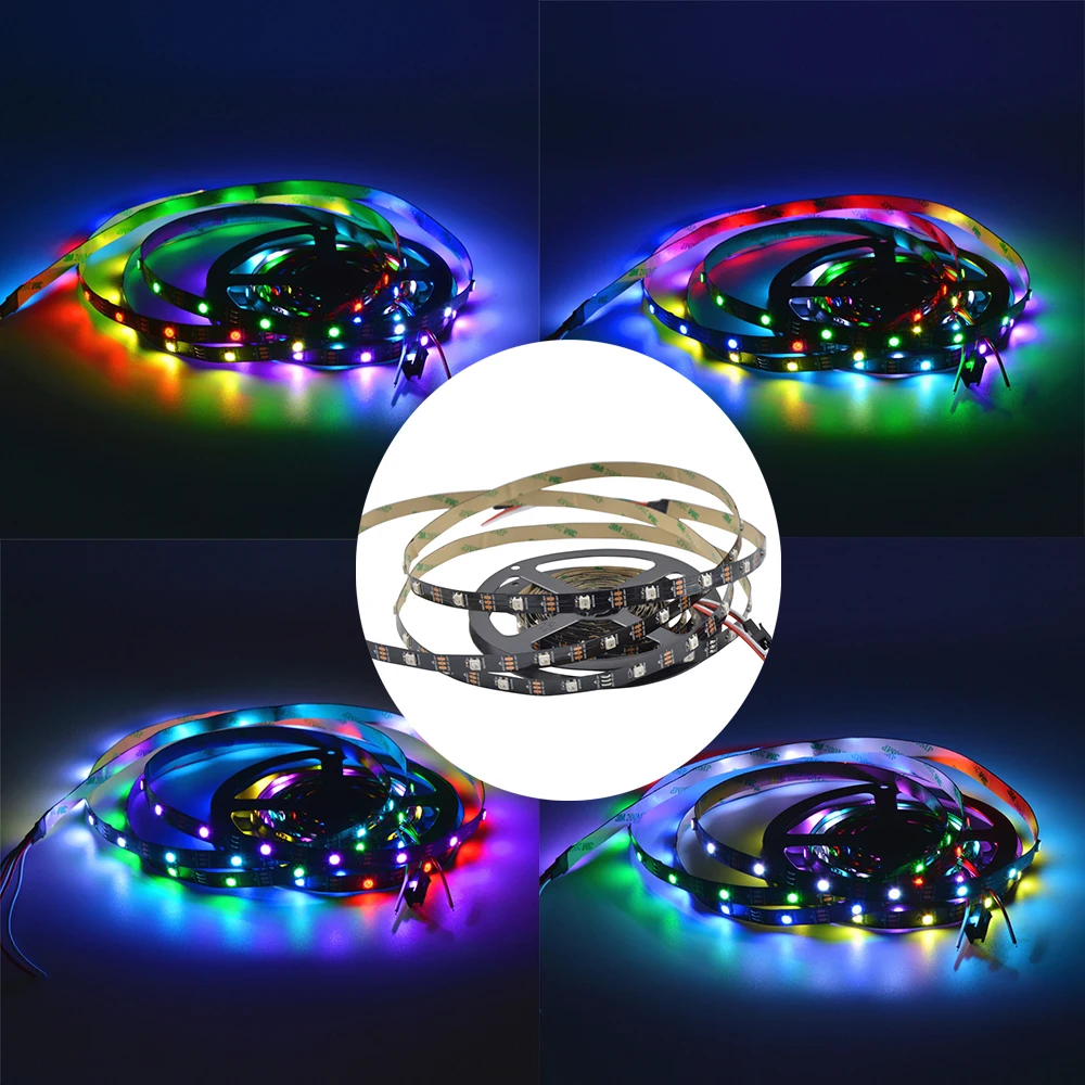 Black/White PCB WS2812 IC pixel led strip 30/60/74/96/144 leds/m ,IP30/IP65/IP67 addressable rgb led strip 5v
