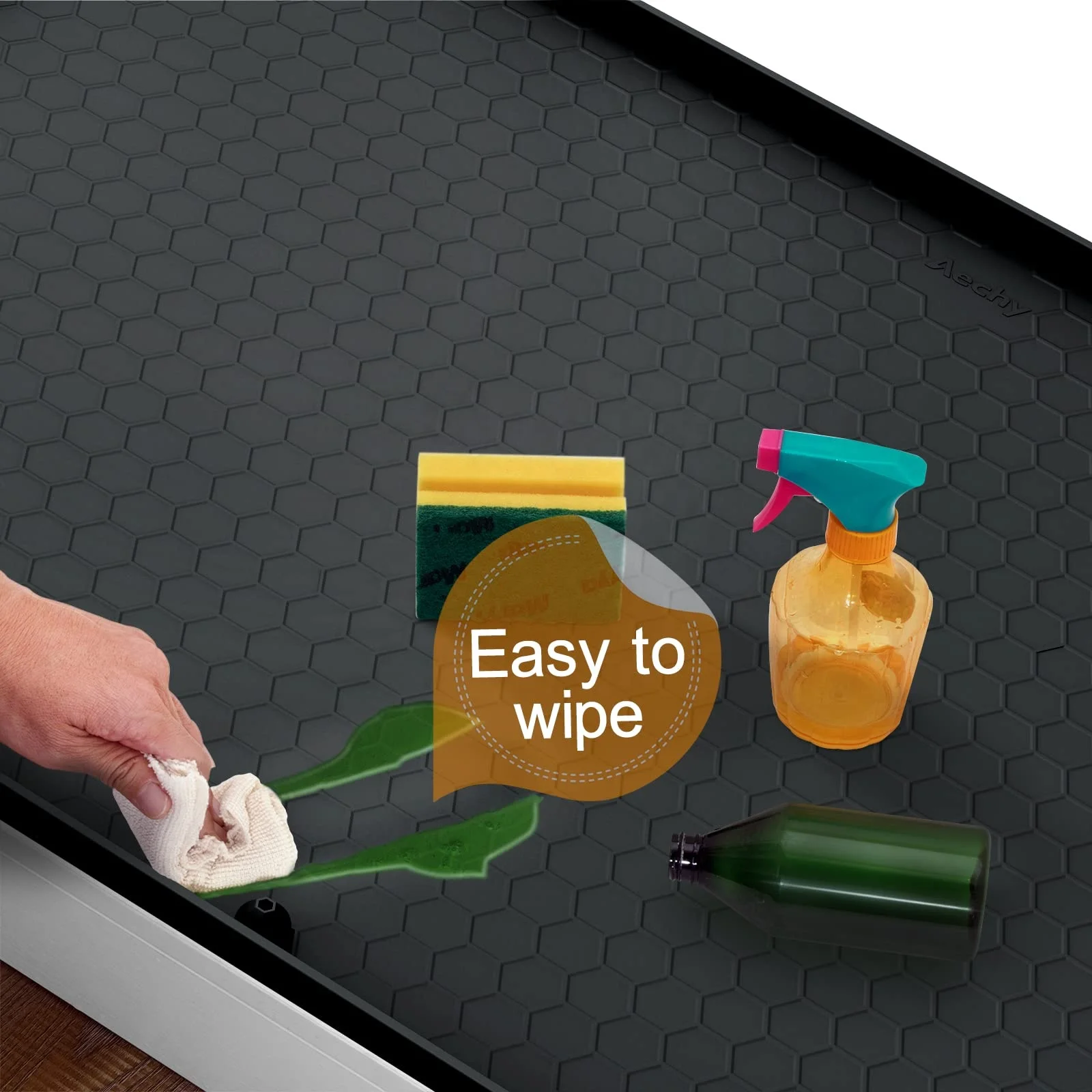 Under Sink Mats for Kitchen Waterproof Kitchen Mat Under Sink Tray Under Kitchen Sink Mat with Unique Drain Hole