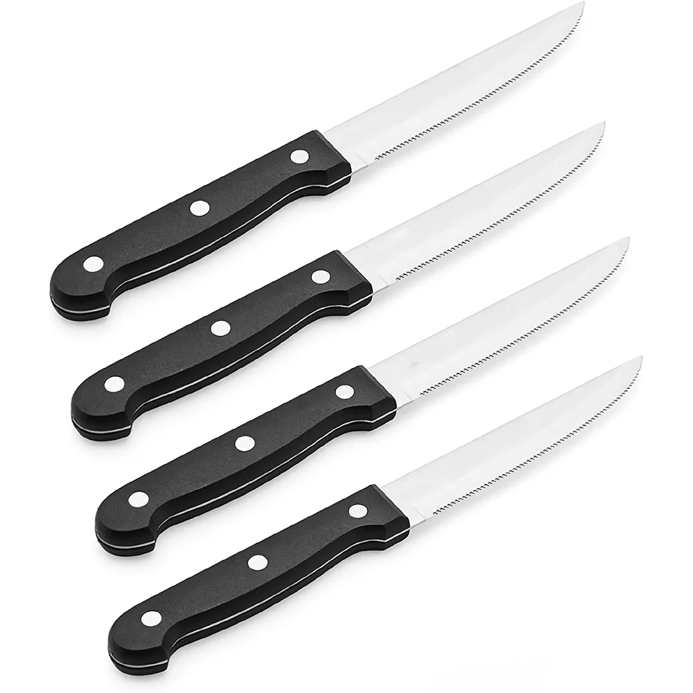 Low price kitchen innovative product Stainless Steel Sharp Blade Restaurant Serrated Flatware Steak Knife Set With ABS Handle
