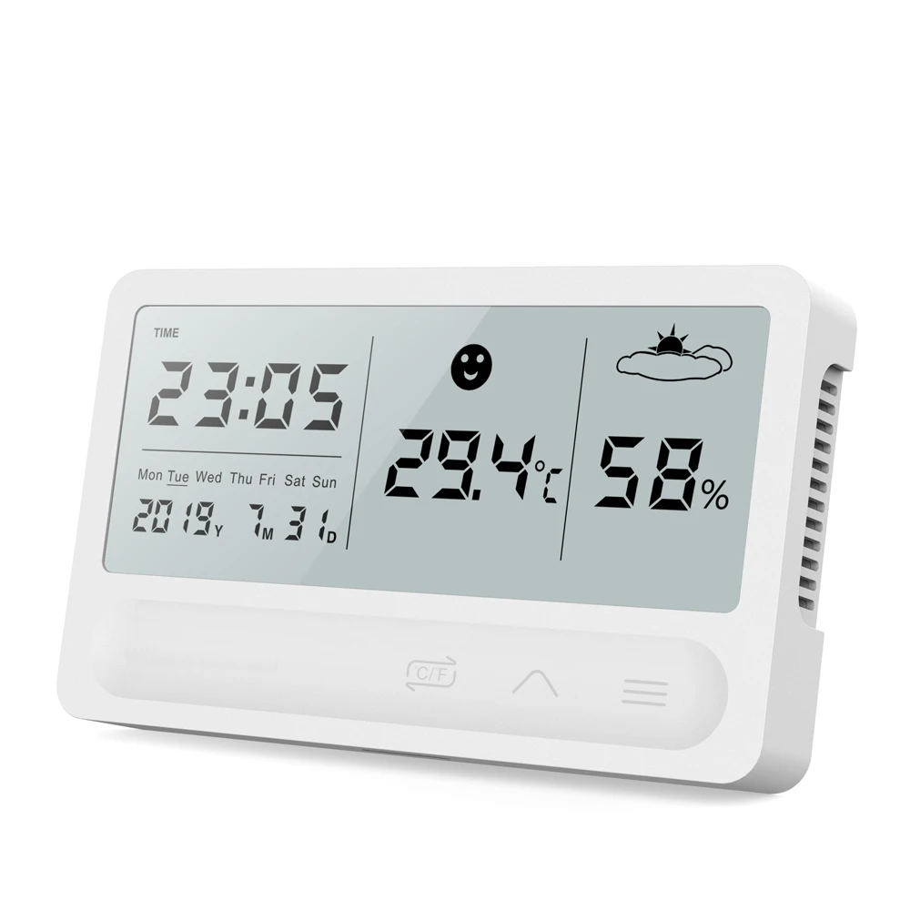 Digital Thermometer Hygrometer Multifunction Automatic Electronic Temperature Humidity Monitor Alarm Clock Large LCD Screen