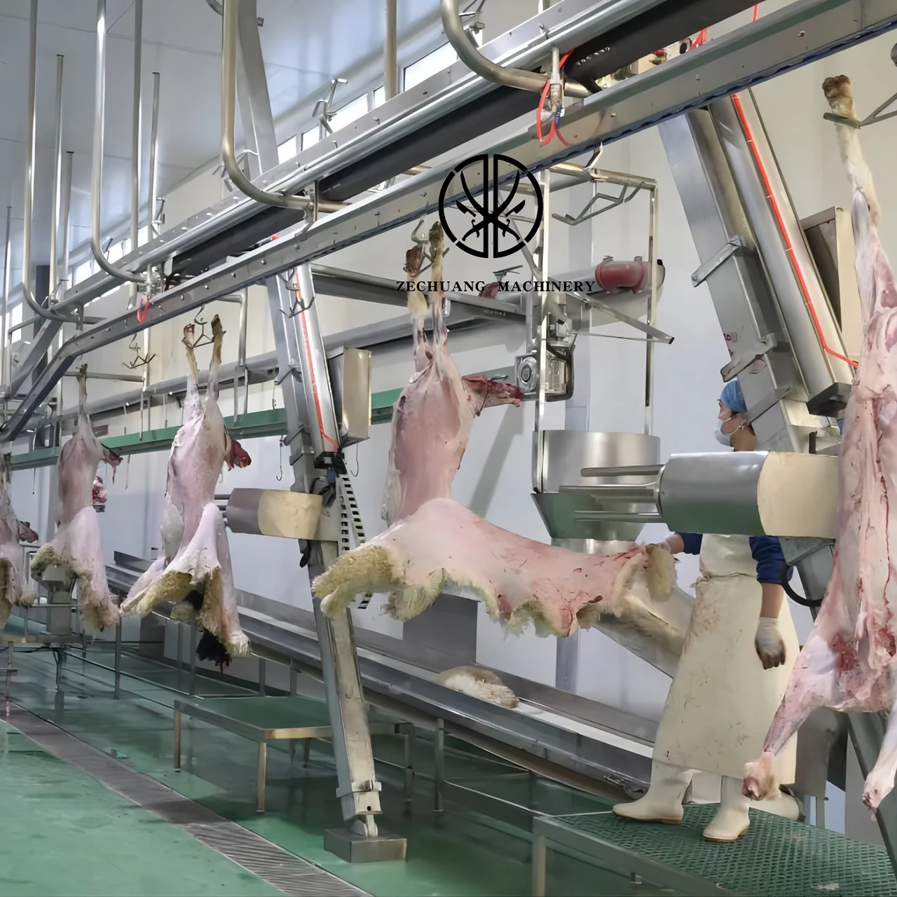 Pretty Hood Halal Lamb Abattoir Equipment Hydraulic Rocker Arm Type Skinning Machine For Goat Slaughtering Line