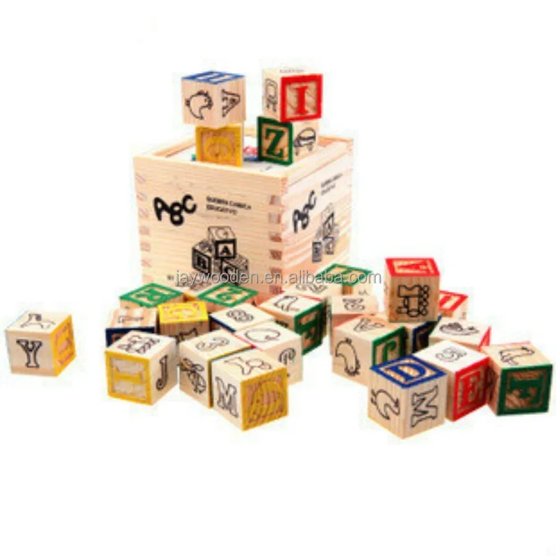 27pcs / set Wooden Alphabet Letters Stacking Blocks Crafts Kids Educational Toy  custom dice set