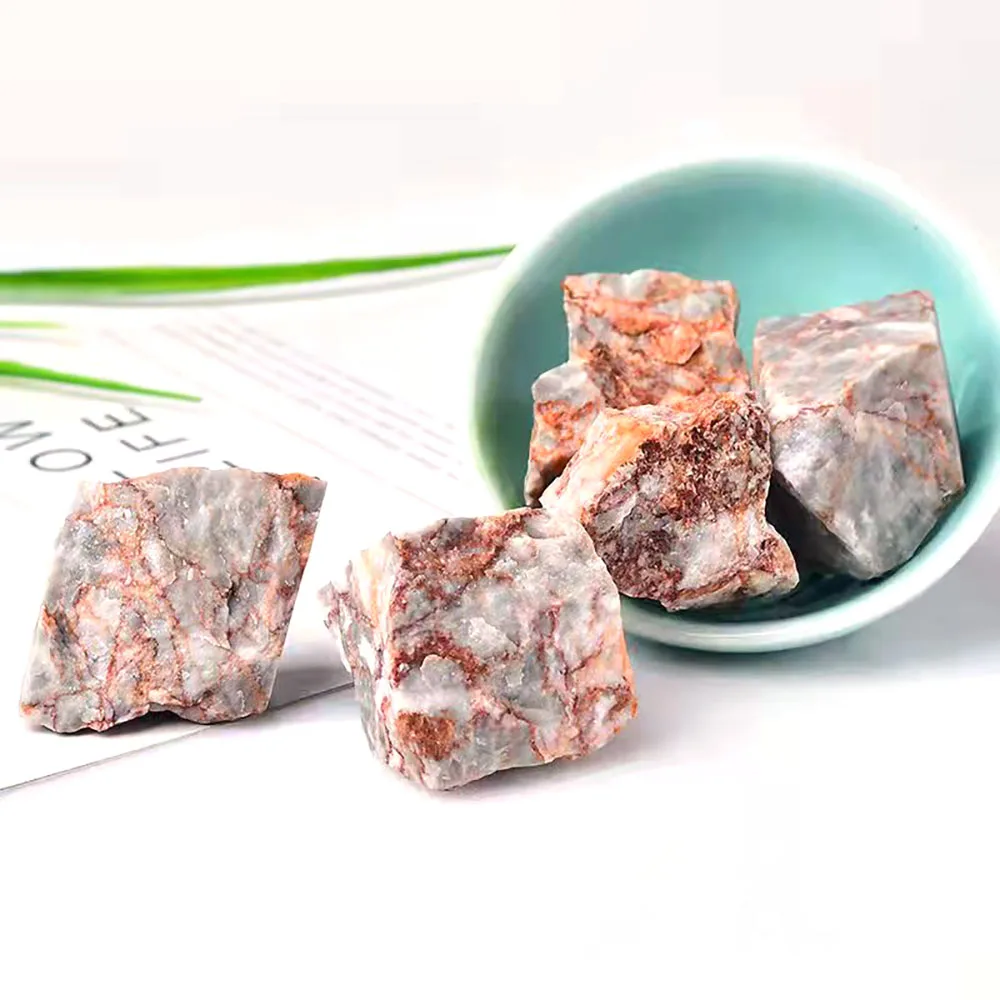 Natural rough red web stone wholesale high quality red line raw stone aromatherapy gem