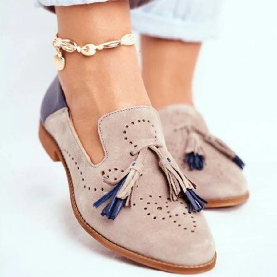  Round Head Carved Fringe Decoration Casual shoes Leather Brogues Shoes For