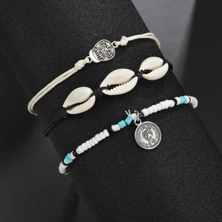 
Top Selling Boho 18K Gold Plated Beach Shell Link Chain Anklet Handmade Seashell Tennis Ankle Bracelet 