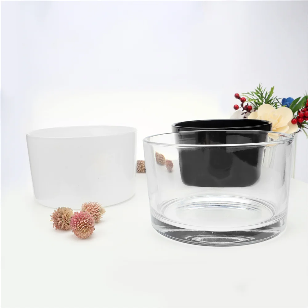480ml 700ml 16oz 24oz Empty Luxury 3 Wicks Tumbler Matte Black Frosted White Clear Wide Mouth Big Large Glass Candle Jars