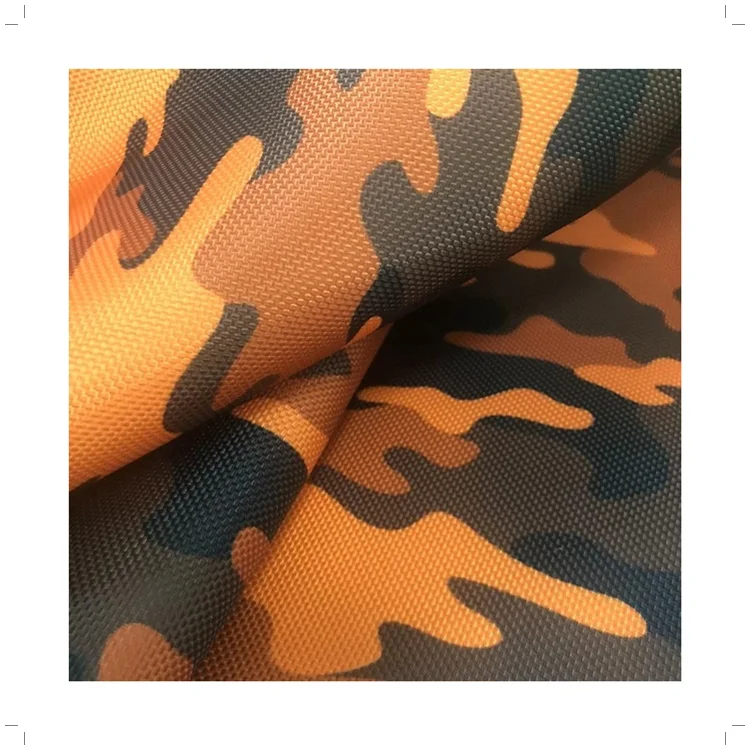 FDY Yellow Camouflage Pattern 100% Polyester 1050D*1050D Oxford PU Coating Waterproof  Fabric For Bag