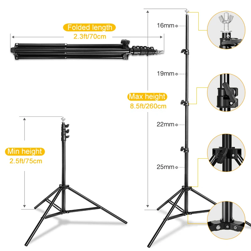 8.5x10ft Photo Backdrop Support Stand Adjustable crossbar Background Stand with Carry Bag for photography video Studio shooting