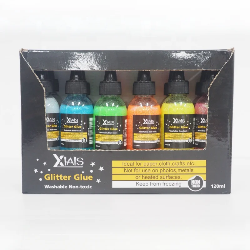 Xiais 120ml Creative Handmade DIY Liquid Glitter Glue Unique Handmade Glitter Glue Fine glitter glue