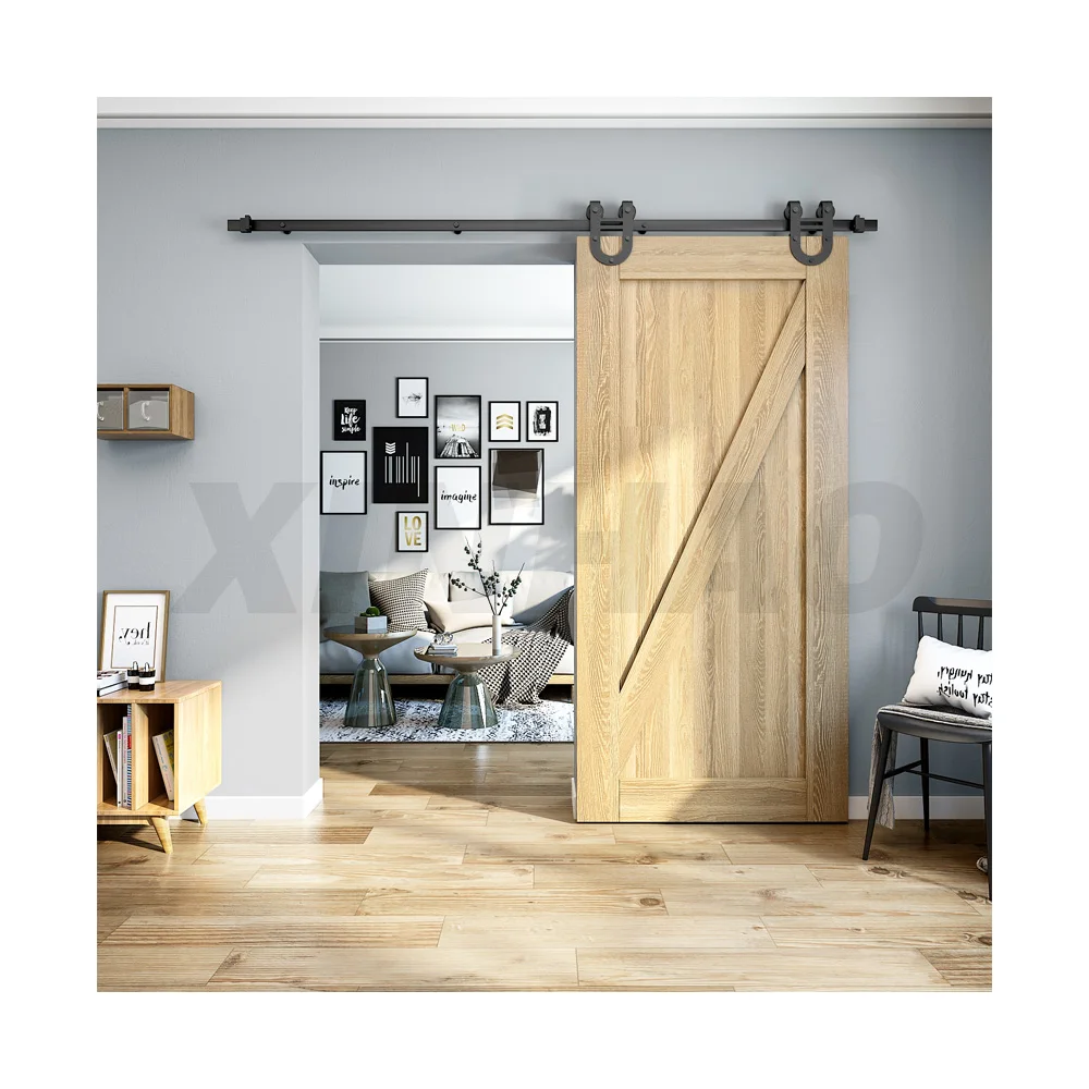 Factory DIY Customized Modern Black Powder Coated Horse Shoe Shape Black Powder Coated Barn Door And Hardware Kit