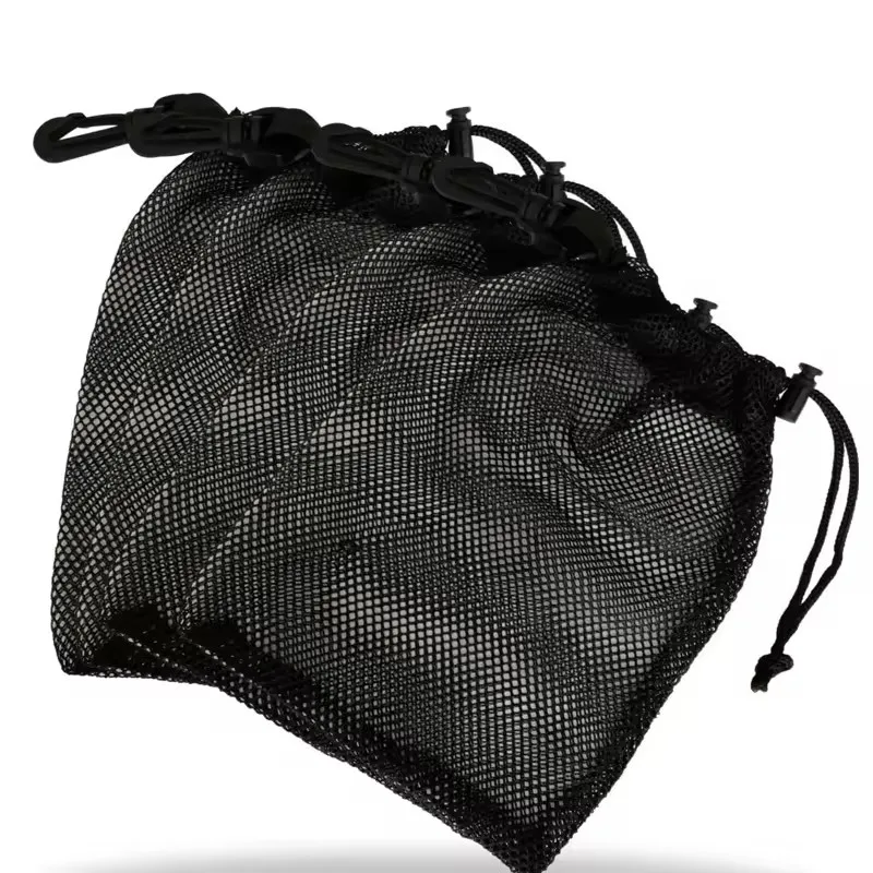 Durable Nylon Mesh Drawstring Bag For Rinsing Beach Toys Collecting Mesh Bag With Clip & Cord Lock Closure Storage Bag