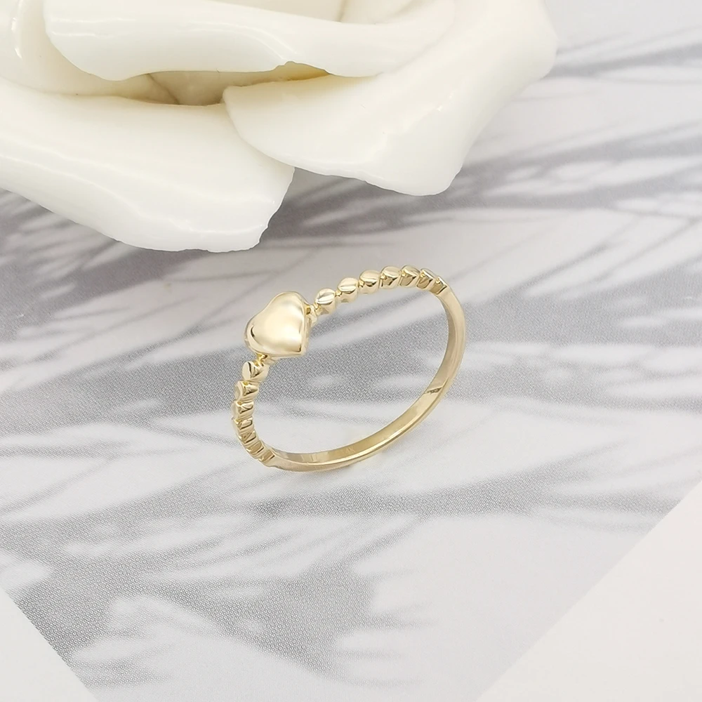  Модное тонкое кольцо дешевое 14K желтое золото в форме сердца простое карат маленькое ТВЕРДОЕ Золотое обручальное оптовая