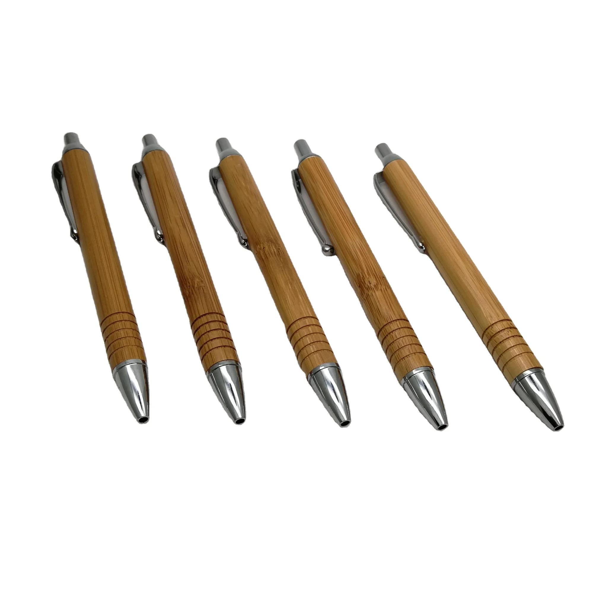 Eco friendly High Quality Cute Wholesale Promotional Bamboo ballpen with metal clip logo customized stationery
