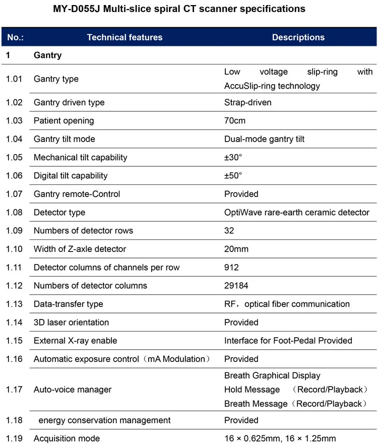 MY-D055J hospital instrument medical computed tomography ct scanner medical 16 slice ct machine price