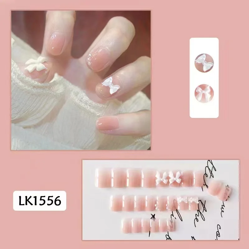 Colorful fairy nail art press on nail full coverages in Korean style for women and girls