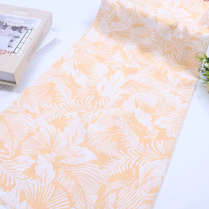High quality chiffon printed leaf pattern spring/summer beach skirt polyester shoe hat fabric