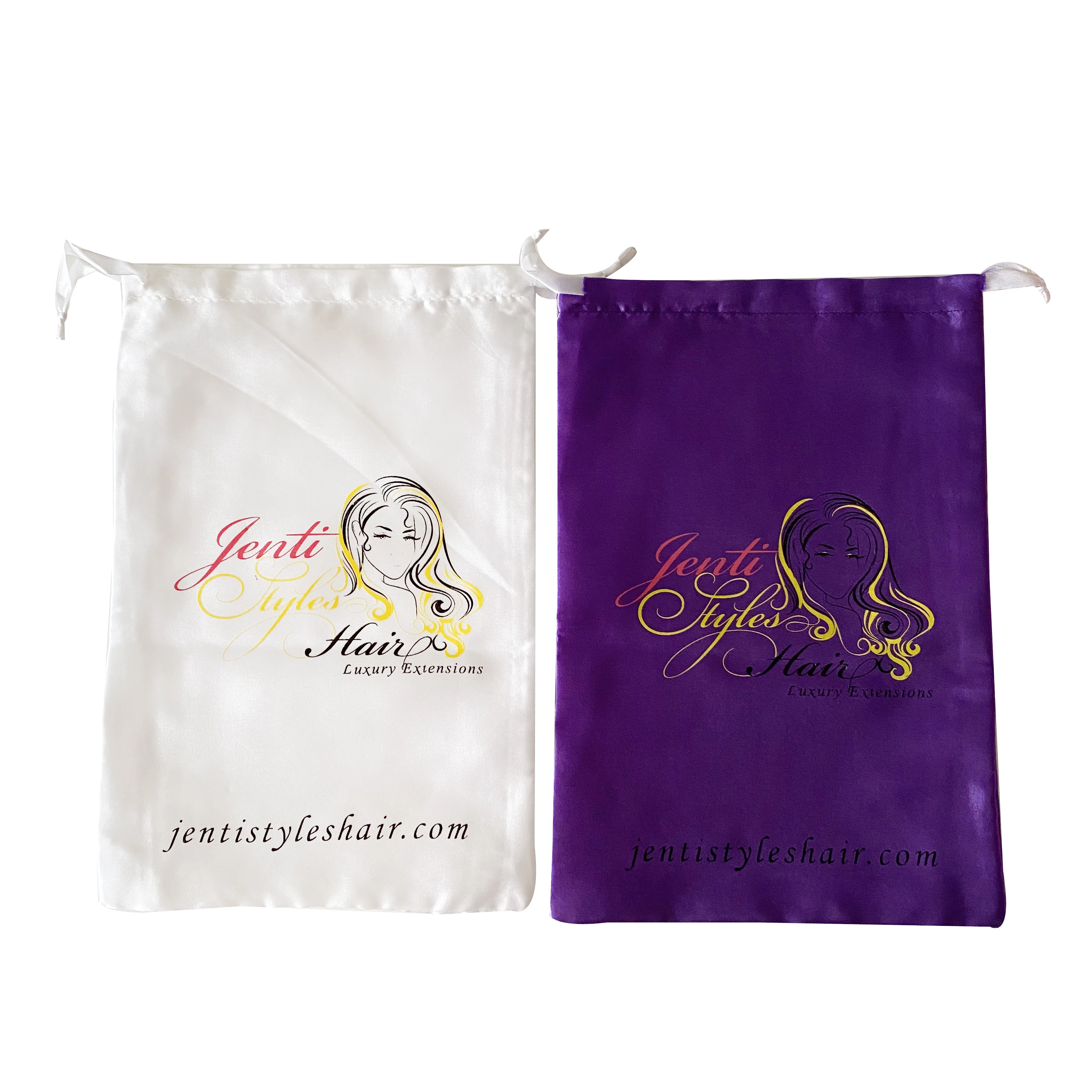 Accept Customized Design Printing 20x30cm Drawstring Satin Girl Headdress Bags