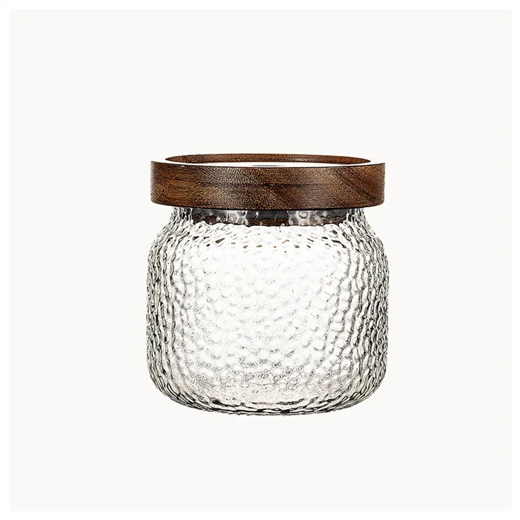 High Borosilicate Glass Food Storage Jars Dampproof Airtight Spice Jar Handmade Acacia Wood Lid Multifunction Glassware Logo